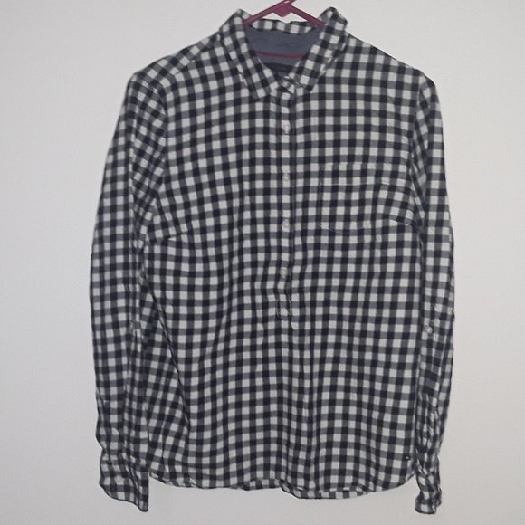 Tommy Hilfiger Black and White Plaid Long Sleeve Shirt Girls Size Large - Picture 1 of 5